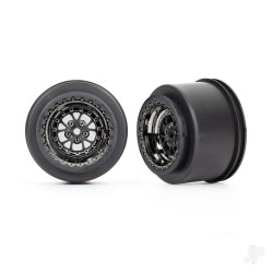 Traxxas Wheels, Weld black chrome (rear) (2) 9473X