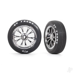 Traxxas Tyres & wheels, assembled, glued (Weld chrome wheels, Tyres, foam inserts) (front) (2) 9474R