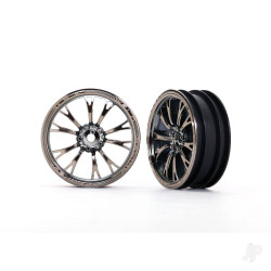 Traxxas Wheels, Weld black chrome (front) (2) 9472X