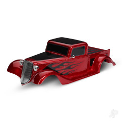 Traxxas Body, Factory Five '35 Hot Rod Truck, complete (red) (painted, decals applied) (includes front grille, side mirrors, headlights, tail lights, foam pads) 9335R