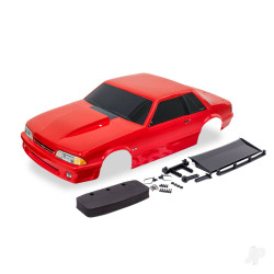 Traxxas Body, Ford Mustang, Fox Body, red (painted, decals applied) (includes side mirrors, wing, wing retainer, rear body mount posts, foam body bumper, & mounting hardware) 9421R