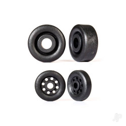 Traxxas Wheels, wheelie bar, black (4) 9461