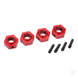 Traxxas Wheel Hubs, 12mm hex, 6061-T6 aluminium (Red-anodised) (4 pcs) / screw pin (4 pcs) 8269R