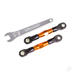 Traxxas Camber links, rear (TUBES orange-anodised, 7075-T6 aluminium, stronger than titanium) (2) (assembled with rod ends and hollow balls)/ aluminium wrench (1) (fits Drag Slash) 2443T