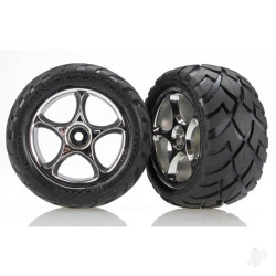 Traxxas Tyres & wheels, assembled (Tracer 2.2" chrome wheels, Anaconda 2.2" Tyres with foam inserts) (2) (Bandit rear) 2478R