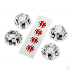 Traxxas Center caps, wheel (chrome) (4 pcs) / decal sheet (requires #8255A extended stub axle) 8176
