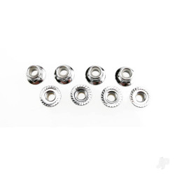 Traxxas Nuts, 5mm flanged nylon locking (Steel, serrated) (8 pcs) 5147X