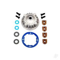 Traxxas Housing, center Differential (Aluminium) / x-ring gaskets (2 pcs) / ring gear gasket / bushings (2 pcs) / 5x10x0.5mm PTFE-coated washers (2 pcs) / 2.5x8 CCS (4 pcs) 6781