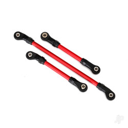 Traxxas Steering link, 5x117mm (1pc) / draglink, 5x60mm (1pc) / panhard link, 5x63mm (Red powder coated Steel) (assembled with hollow balls) (for use with #8140R TRX-4 Long Arm Lift Kit) 8146R