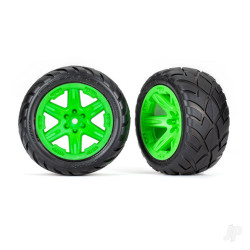 Traxxas Tyres & wheels, assembled, glued (2.8") (RXT green wheels, Anaconda Tyres, foam inserts) (4WD electric front / rear, 2WD electric front only) (2) (TSM rated) 6775G