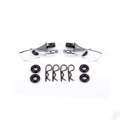 Traxxas Mirrors, side, chrome (left & right) / o-rings (4) / body clips (4) (fits #9111 body) 9118