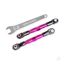 Traxxas Camber links, front (TUBES pink-anodised, 7075-T6 aluminium, stronger than titanium) (2) (assembled with rod ends and hollow balls)/ aluminium wrench (1) (fits Drag Slash) 2444P