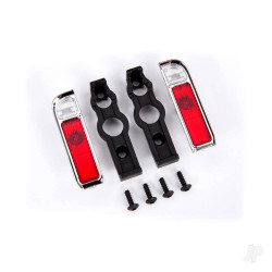 Traxxas Tail light housing, chrome (2) / lens (2) / retainers (left & right) / 2.6x8 BCS (self-tapping) (4) 9119
