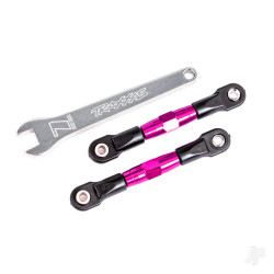 Traxxas Camber links, rear (TUBES pink-anodised, 7075-T6 aluminium, stronger than titanium) (2) (assembled with rod ends and hollow balls)/ aluminium wrench (1) (fits Drag Slash) 2443P