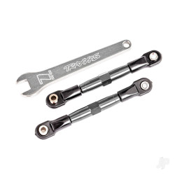 Traxxas Camber links, front (TUBES charcoal gray-anodised, 7075-T6 aluminium, stronger than titanium) (2) (assembled with rod ends and hollow balls)/ aluminium wrench (1) (fits Drag Slash) 2444A