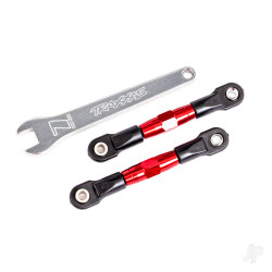 Traxxas Camber links, rear (TUBES red-anodised, 7075-T6 aluminium, stronger than titanium) (2) (assembled with rod ends and hollow balls)/ aluminium wrench (1) (fits Drag Slash) 2443R