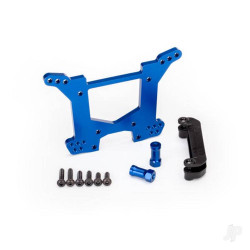 Traxxas Shock tower, Rear, 7075-T6 aluminium (Blue-anodised) (1pc) / Body mount bracket (1pc) 6738X