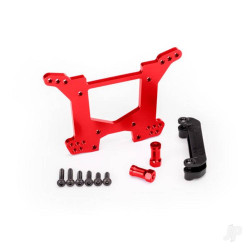 Traxxas Shock tower, Rear, 7075-T6 aluminium (Red-anodised) (1pc) / Body mount bracket (1pc) 6738R