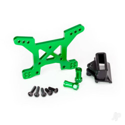 Traxxas Shock tower, Front, 7075-T6 aluminium (Green-anodised) (1pc) / Body mount bracket (1pc) 6739G