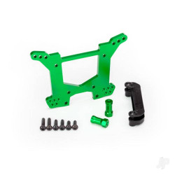 Traxxas Shock tower, Rear, 7075-T6 aluminium (Green-anodised) (1pc) / Body mount bracket (1pc) 6738G