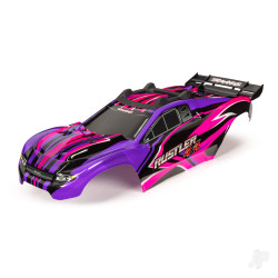 Traxxas Body, Rustler 4X4, pink & purple/ window, grille, lights decal sheet (assembled with front & rear body mounts and rear body support for clipless mounting) 6734P