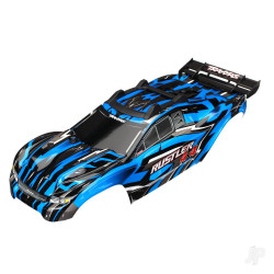 Traxxas Body, Rustler 4X4, Blue / window, grille, lights decal sheet (assembled with Front & Rear Body mounts and Rear Body support for clipless mounting) 6718X