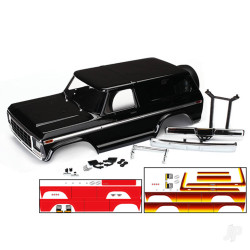 Traxxas Body, Ford Bronco, complete (black) (includes Front and Rear bumpers, push bar, Rear Body mount, grille, side mirrors, door handles, windshield wipers, spare Tyre mount, Red and sunset decals) (requires #8072 inner fenders) 8010X