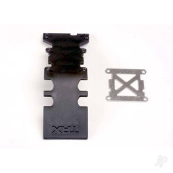 Traxxas Skidplate, Rear plastic (black) / stainless Steel plate 4938