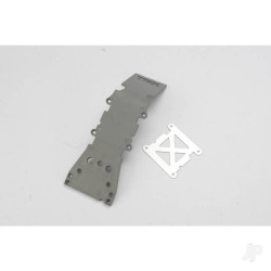 Traxxas Skidplate, Front plastic (grey) / stainless Steel plate 4937A