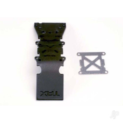 Traxxas Skidplate, Front plastic (black) / stainless Steel plate 4937