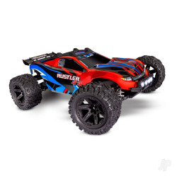 Traxxas Red Rustler 4X4 1:10 4WD RTR Electric Stadium Truck (+ TQ 2-ch, XL-5, Titan 550, 7-Cell NiMH, DC charger, LED lights) 67064-61-RED