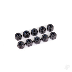 Traxxas Nuts, 4mm nylon locking, black (10) 1748