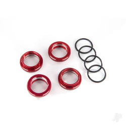 Traxxas Spring retainer (adjuster), Red-anodised aluminium, GT-Maxx shocks (4 pcs) (assembled with o-ring) 8968R