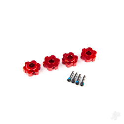 Traxxas Wheel Hubs, hex, aluminium (Red-anodised) (4 pcs) / 4x13mm screw pins (4 pcs) 8956R