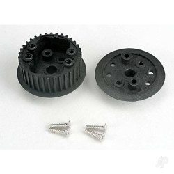 Traxxas Differential (34-groove) / flanged side-cover & screws 4881