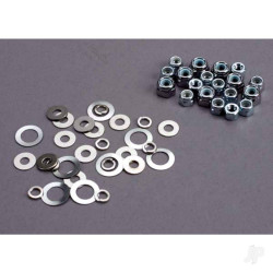 Traxxas Nut Set, lock nuts (3mm (11) and 4mm (7 pcs)) & washer Set 1252
