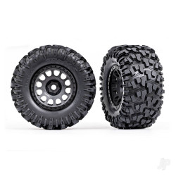 Traxxas Tyres & wheels, assembled, glued (XRT Race black wheels, Maxx AT Tyres, foam inserts) (left & right) 7875