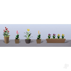 JTT Assorted Potted Flower Plants 4, HO-Scale, (6pack) 95571