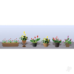 JTT Assorted Potted Flower Plants 3, O-Scale, (6 pack) 95570