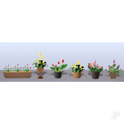JTT Assorted Potted Flower Plants 3, HO-Scale, (6pack) 95569