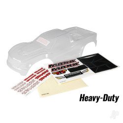Traxxas Body, Maxx, heavy duty (clear, untrimmed, requires painting) / window masks / decal sheet 8914
