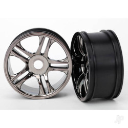 Traxxas Wheels, split-spoke (black chrome) (rear) (2) 6476