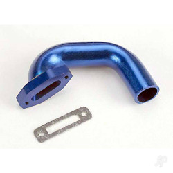 Traxxas Exhaust header, Perfect fit for N. 4-Tec, N. Rustler / Sport (Blue-anodised, aluminium) / header gasket (for side exhaust engines only) 4487