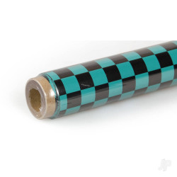 Oracover 2m ORACOVER Fun-4 Small Chequered, Turquoise + Black (60cm width) 44-017-071-002