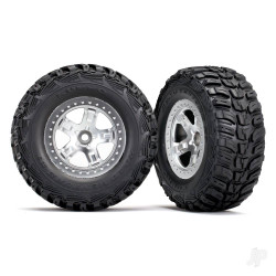 Traxxas Tyres & wheels, assembled, glued (SCT satin chrome, beadlock style wheels, Kumho Tyres, foam inserts) (2) (2WD front) 5881X