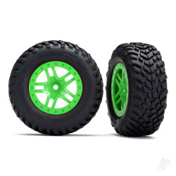 Traxxas Tyres & wheels, assembled, glued (SCT Split-Spoke green wheels, SCT off-road racing Tyres, foam inserts) (2) (4WD f / r, 2WD rear) (TSM rated) 5892G