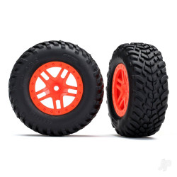 Traxxas Tyres & wheels, assembled, glued (SCT Split-Spoke orange wheels, SCT off-road racing Tyres, foam inserts) (2) (4WD f / r, 2WD rear) (TSM rated) 5892