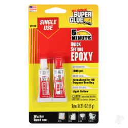 Super Glue 5 Minute Quick Setting Single Use Epoxy (0.21oz, 6g) 15350