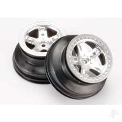 Traxxas Wheels, SCT satin chrome, beadlock style, dual profile (2.2" outer, 3.0" inner) (4WD front / rear, 2WD rear only) 5872