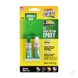 Super Glue 5 Minute Quick Setting Single Use Epoxy Gel (0.14oz, 4g) 15362